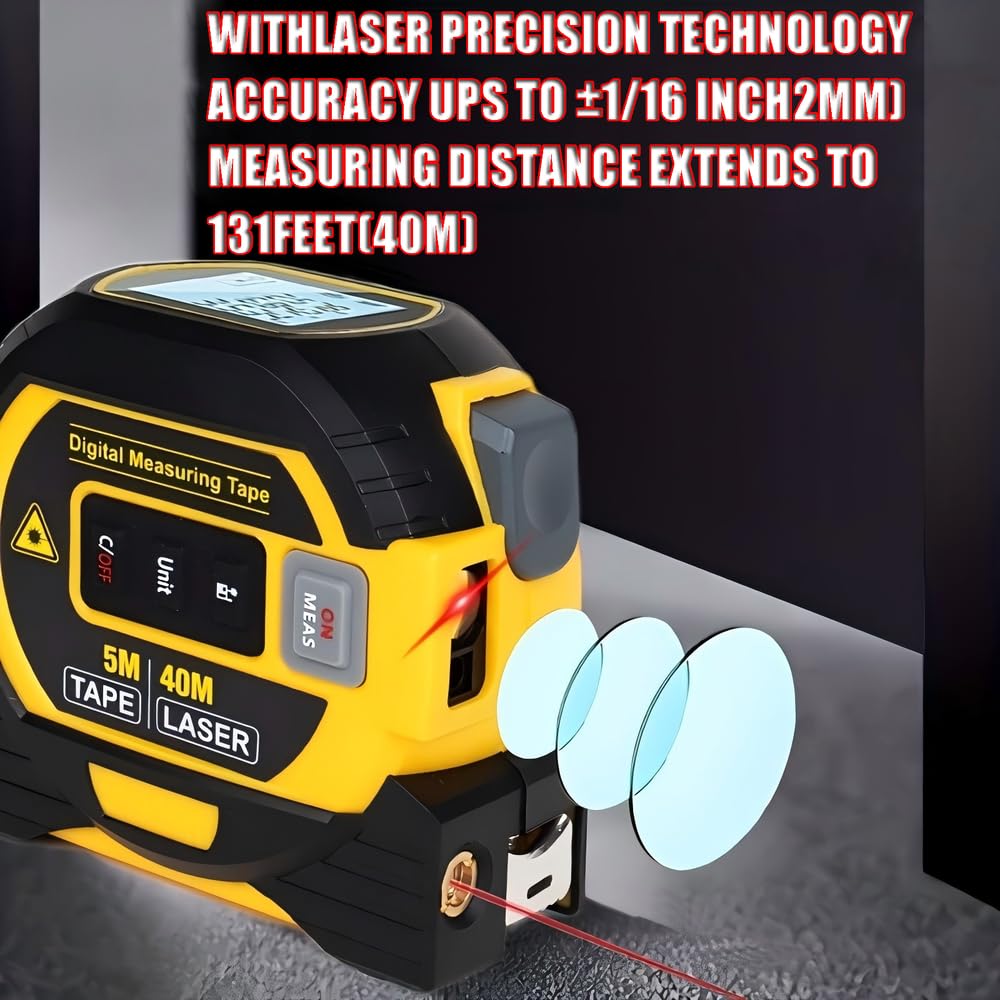 Clovera 3 in 1 Laser Tape Measure, Digital Laser Rangefinder, with LCD Display