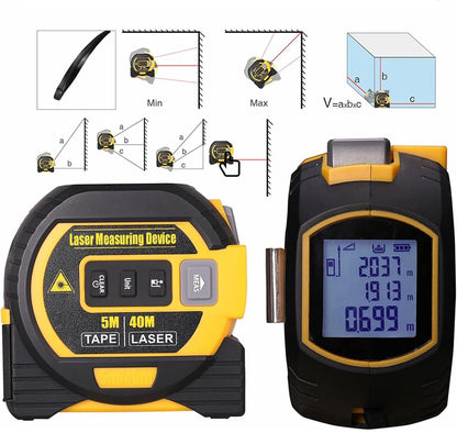 Clovera 3 in 1 Laser Tape Measure, Digital Laser Rangefinder, with LCD Display