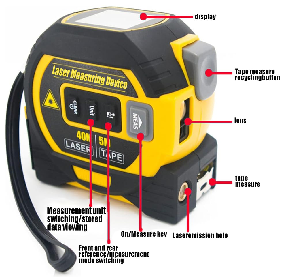Clovera 3 in 1 Laser Tape Measure, Digital Laser Rangefinder, with LCD Display