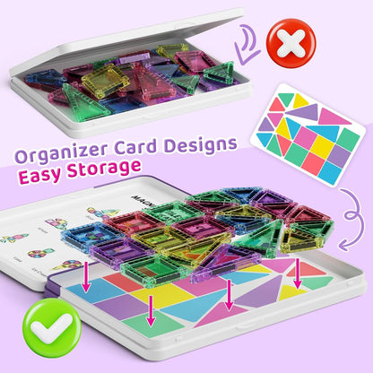 Cloveera - STEM Magnetic Tiles for Kids – Colorful Window Blocks for Creative Learning & Play