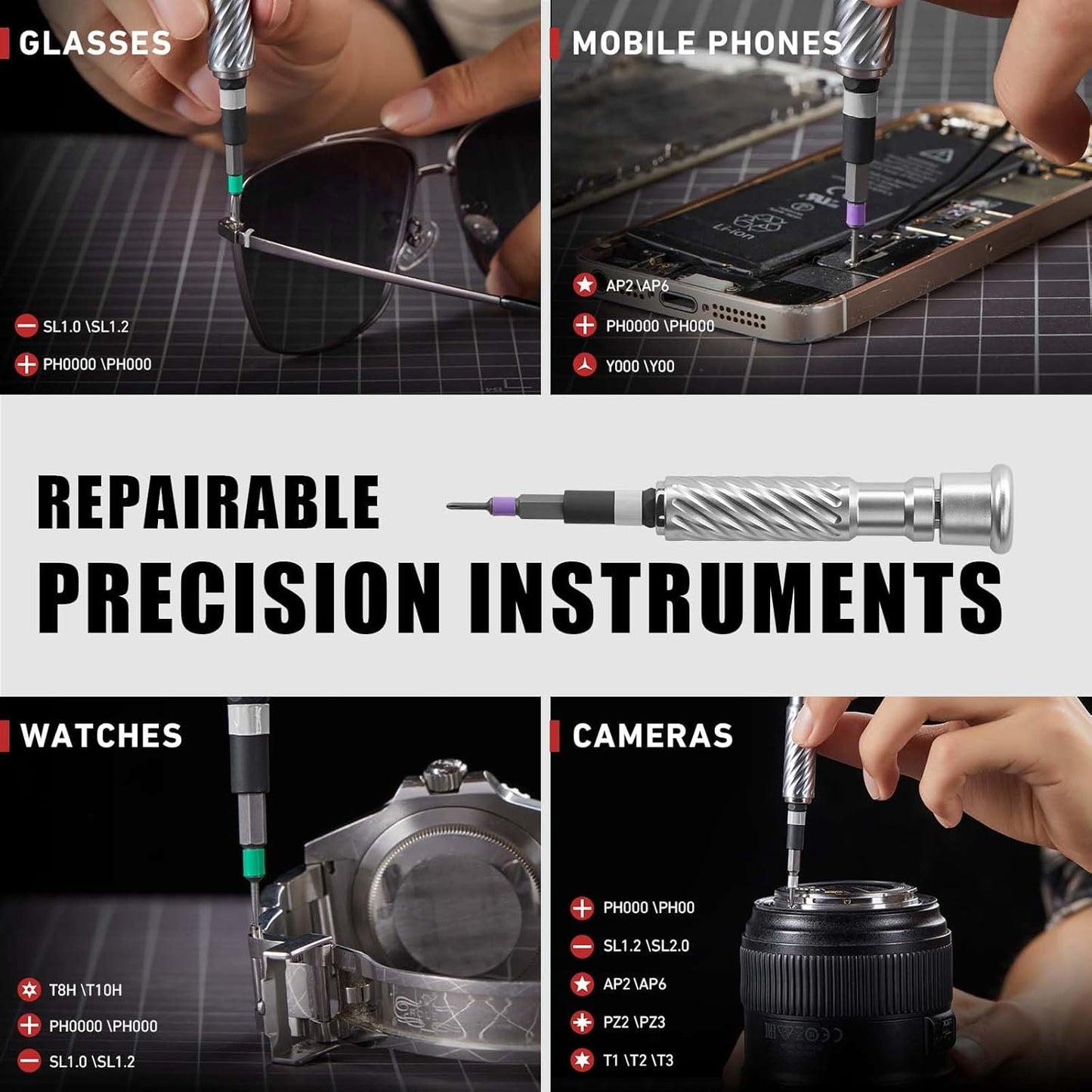 Clovera Ratchet Magnetic Screwdriver Set, 24 in 1 S2 Steel Bits and Head-tail Drive T-Handle