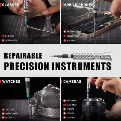 Clovera Ratchet Magnetic Screwdriver Set, 24 in 1 S2 Steel Bits and Head-tail Drive T-Handle