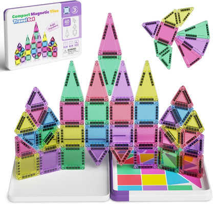 Cloveera - STEM Magnetic Tiles for Kids – Colorful Window Blocks for Creative Learning & Play