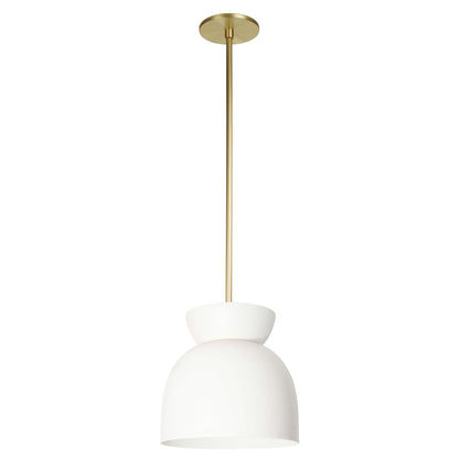 Amélie Luxe 8" Pendant shown in White with Brass