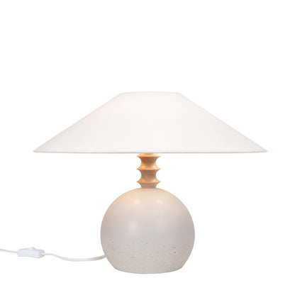 Blanchet Table Lamp shown in Cloud Concrete with Maple