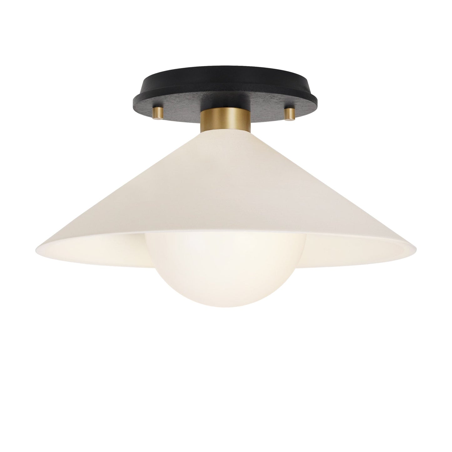 Elvia Surface shown in Brass with a Black Stained Wood canopy