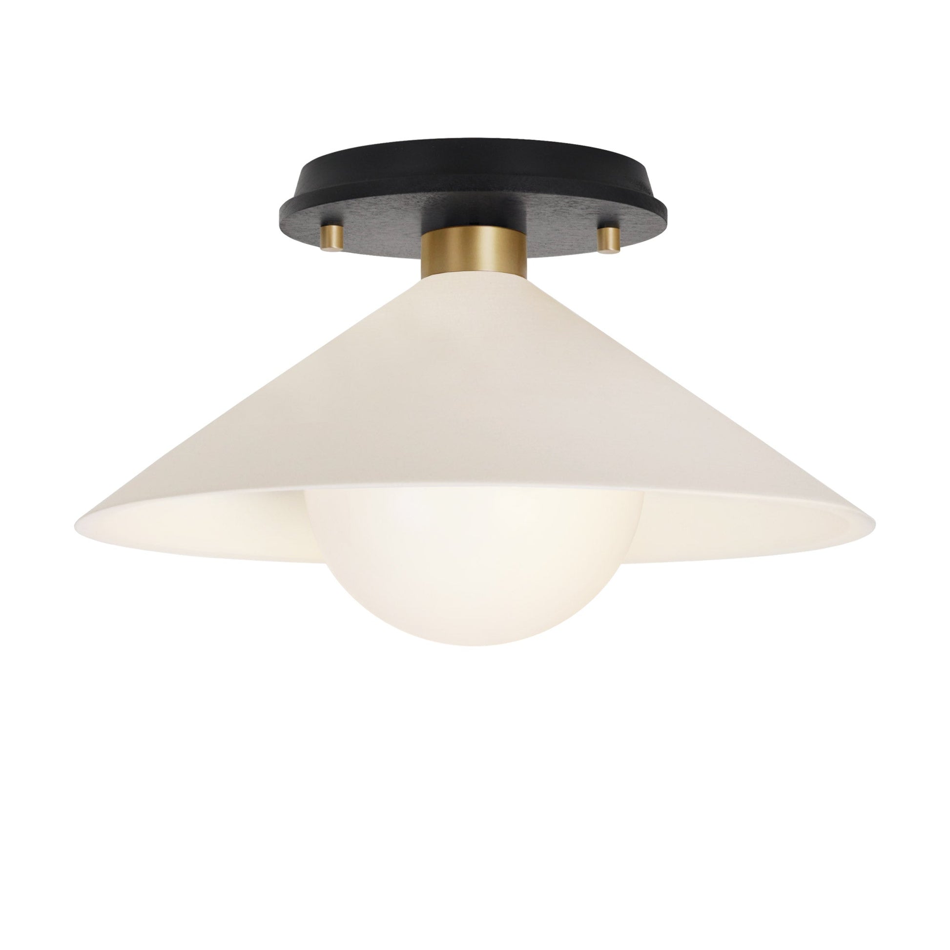 Elvia Surface shown in Brass with a Black Stained Wood canopy