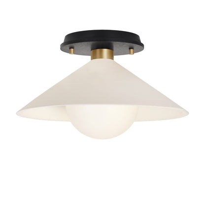 Elvia Surface shown in Brass with a Black Stained Wood canopy