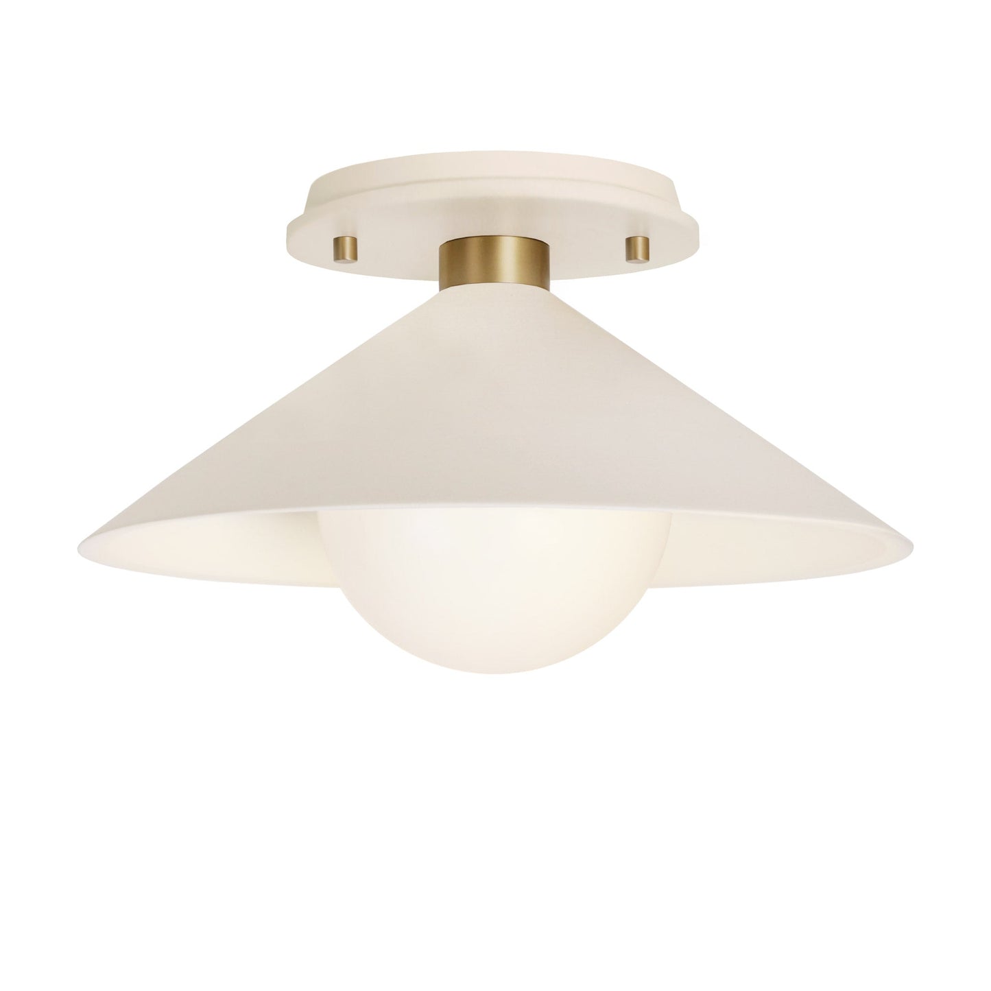 Elvia Surface shown in Brass with a Bone Ceramic canopy