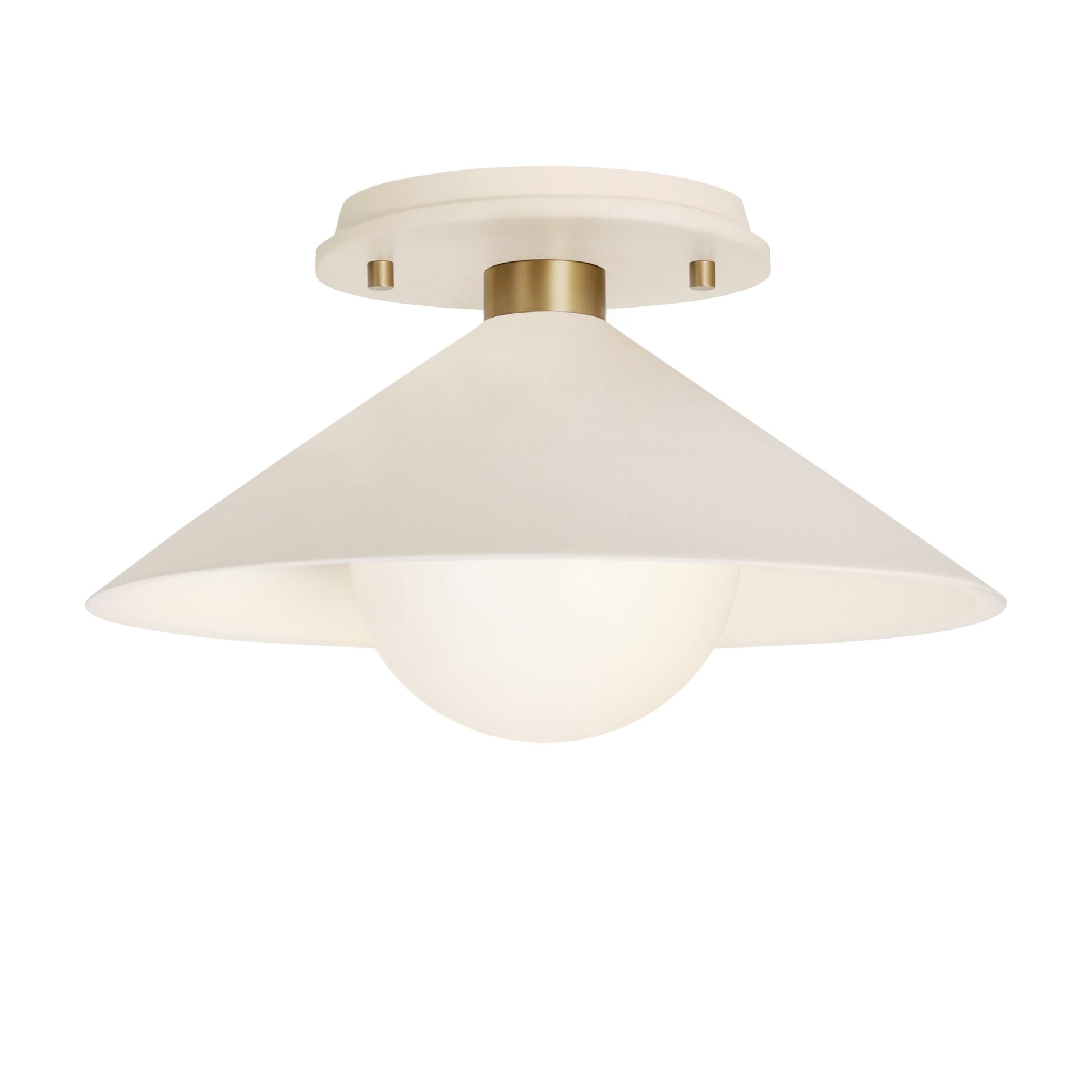 Elvia Surface shown in Brass with a Bone Ceramic canopy