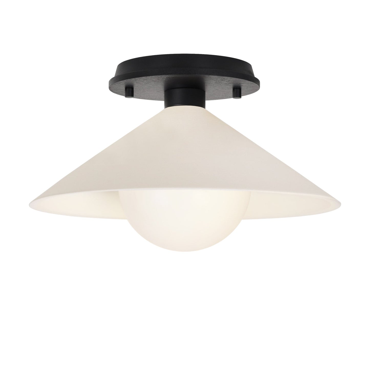 Elvia Surface shown in Matte Black with a Black Stained Wood canopy