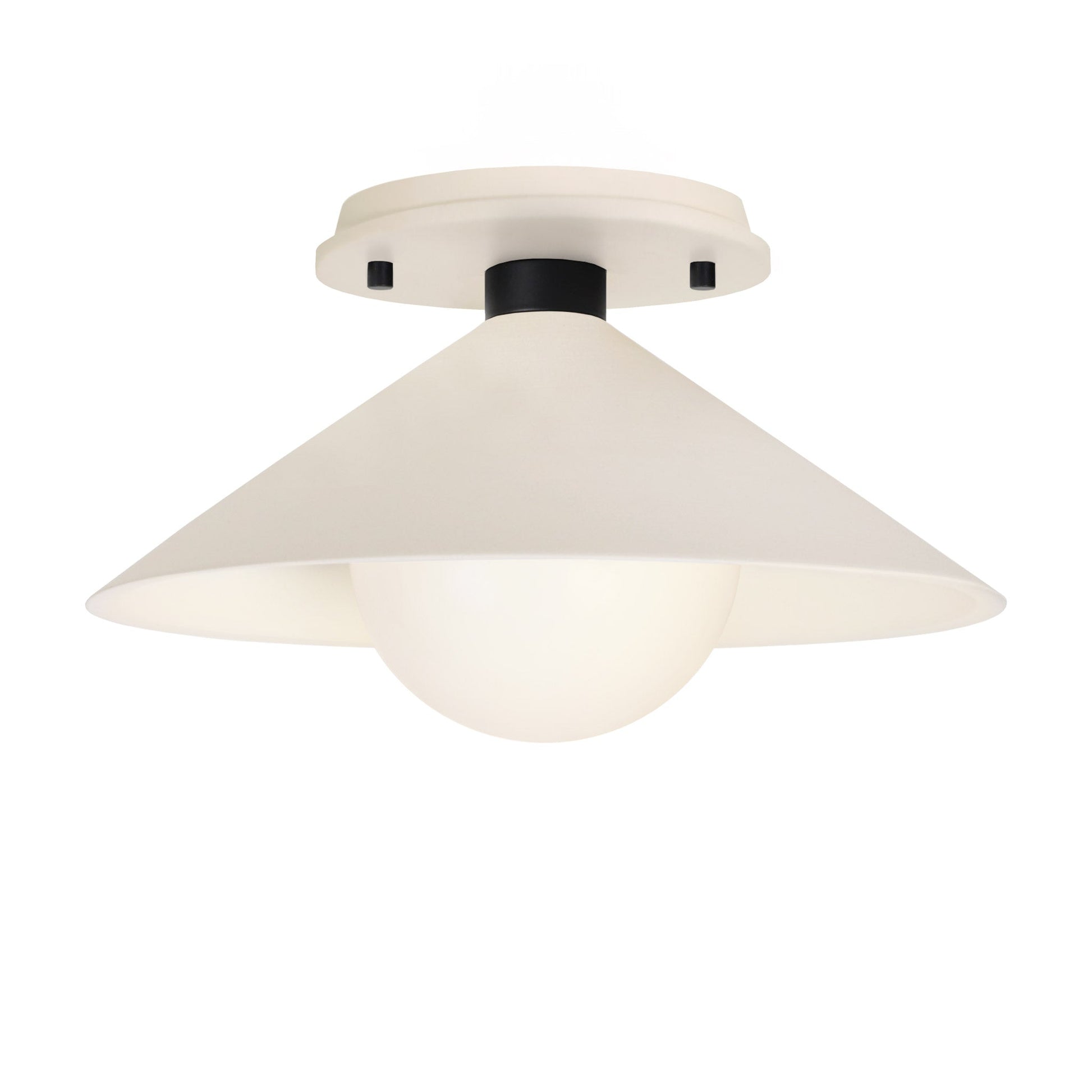 Elvia Surface shown in Matte Black with a Bone Ceramic canopy