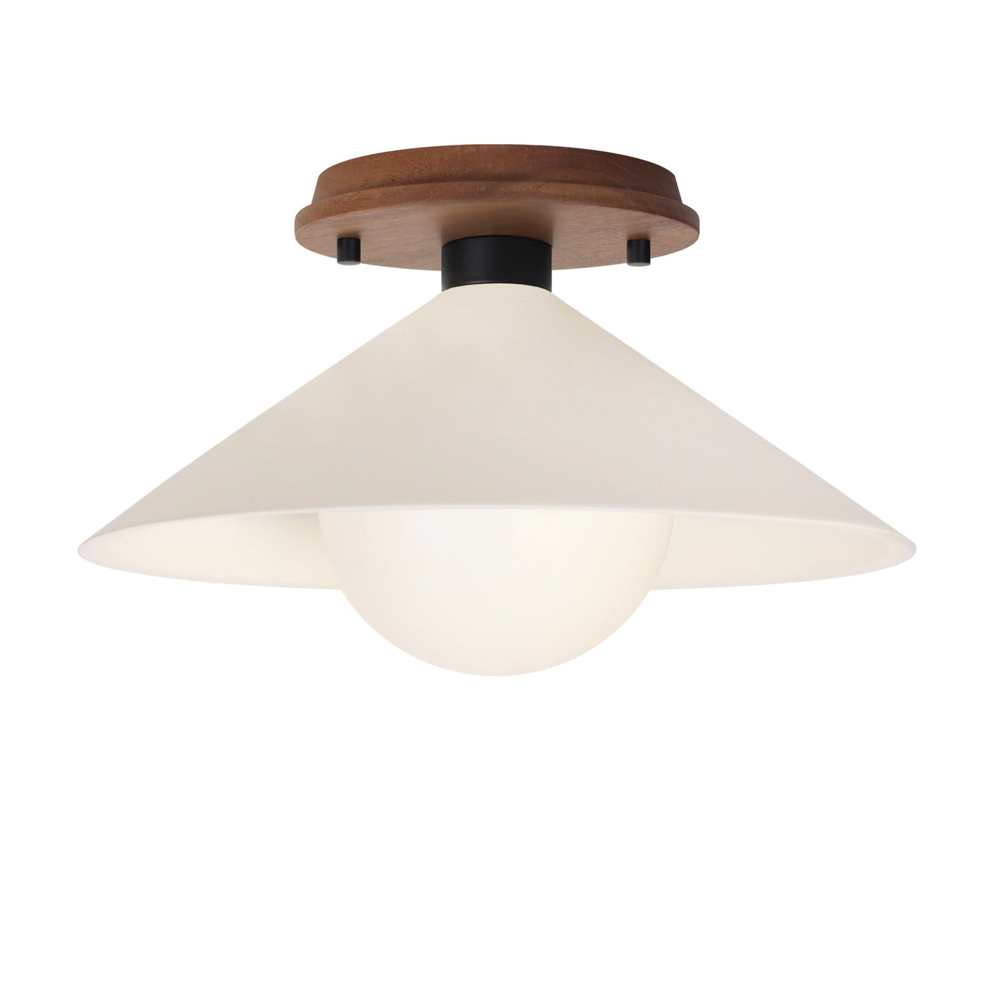 Elvia Surface shown in Matte Black with a Walnut Wood canopy