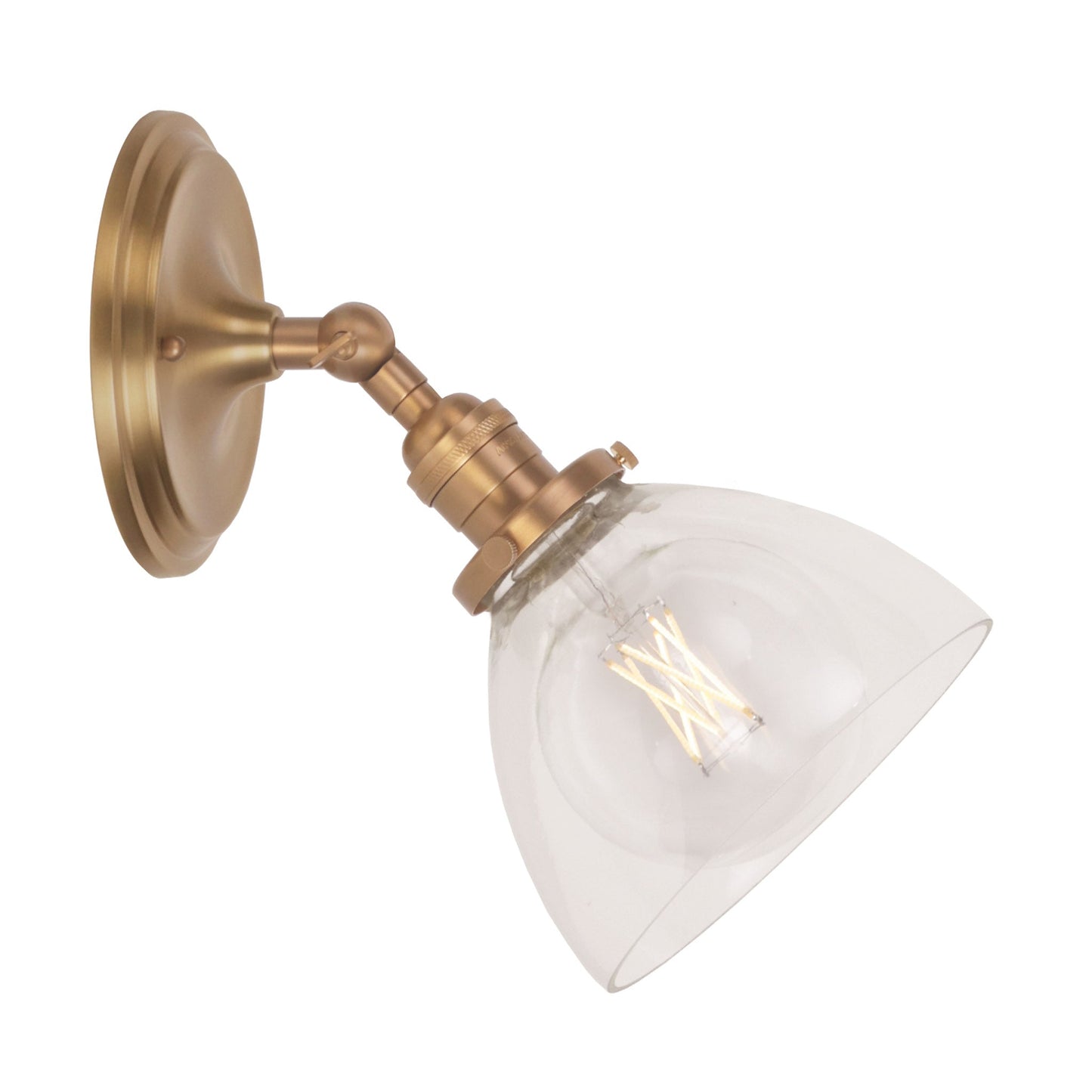 Grace Flush Sconce shown in Heirloom Brass with a Clear Glass shade