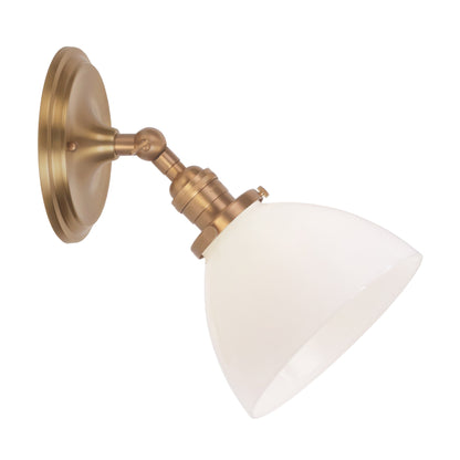 Grace Flush Sconce shown in Heirloom Brass with an Opal Glass shade