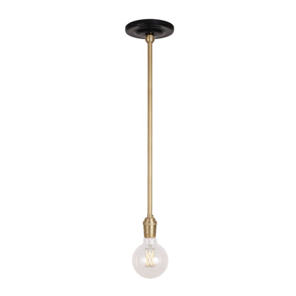 Grace Rod Pendant shown in Brass with a Gloss Black Ceramic canopy