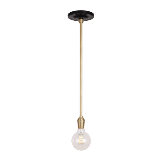 Grace Rod Pendant shown in Brass with a Gloss Black Ceramic canopy