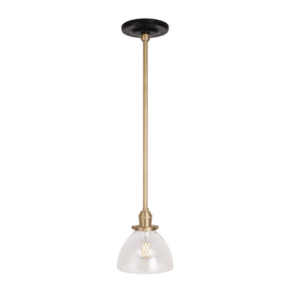 Grace Rod Pendant shown in Brass with a Gloss Black Ceramic canopy