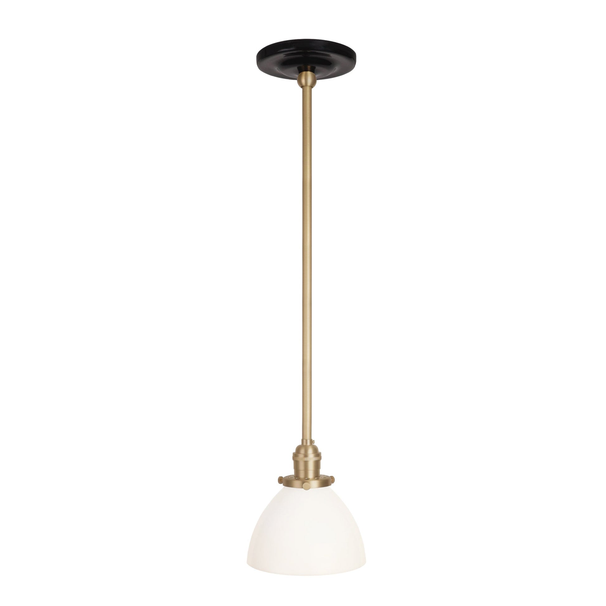 Grace Rod Pendant shown in Brass with a Gloss Black Ceramic canopy