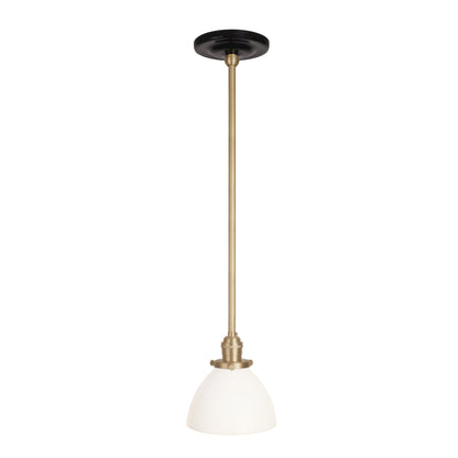 Grace Rod Pendant shown in Brass with a Gloss Black Ceramic canopy