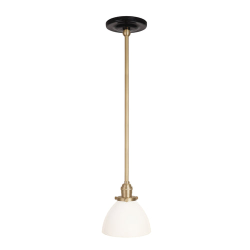 Grace Rod Pendant shown in Brass with a Gloss Black Ceramic canopy