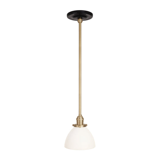 Grace Rod Pendant shown in Brass with a Gloss Black Ceramic canopy