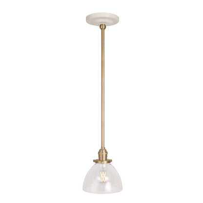 Grace Rod Pendant shown in Brass with a Gloss White Ceramic canopy