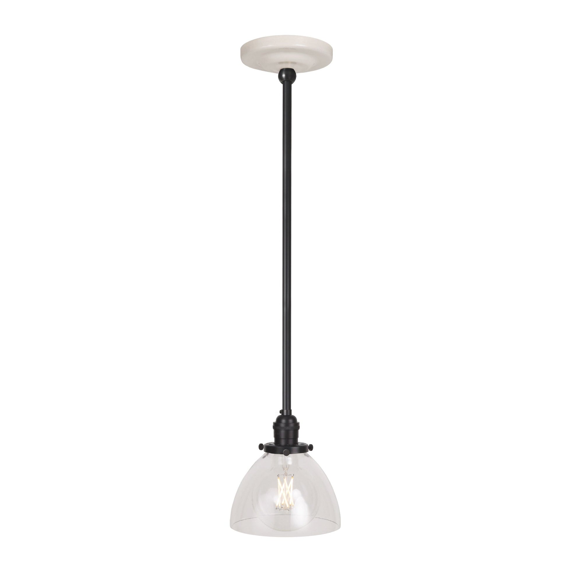 Grace Rod Pendant shown in Graphite Patina with a Gloss White Ceramic canopy