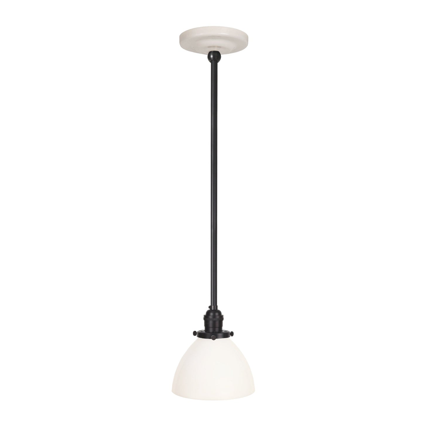 Grace Rod Pendant shown in Graphite Patina with a Gloss White Ceramic canopy