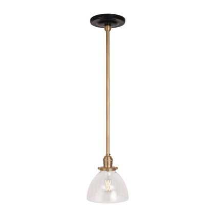 Grace Rod Pendant shown in Heirloom Brass with a Gloss Black Ceramic canopy