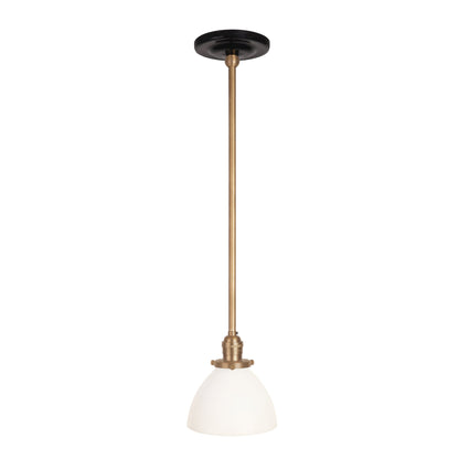 Grace Rod Pendant shown in Heirloom Brass with a Gloss Black Ceramic canopy