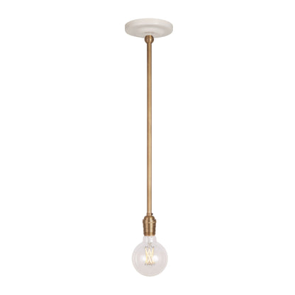 Grace Rod Pendant shown in Heirloom Brass with a Gloss White Ceramic canopy