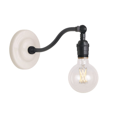 Grace Sconce shown in Graphite Patina with a Gloss White Ceramic canopy and no shade