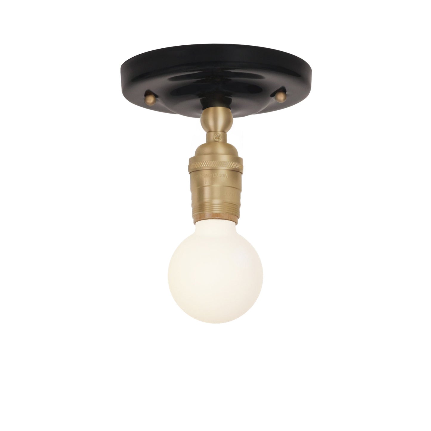 Grace Surface shown in Brass with a Gloss Black Ceramic canopy and no shade