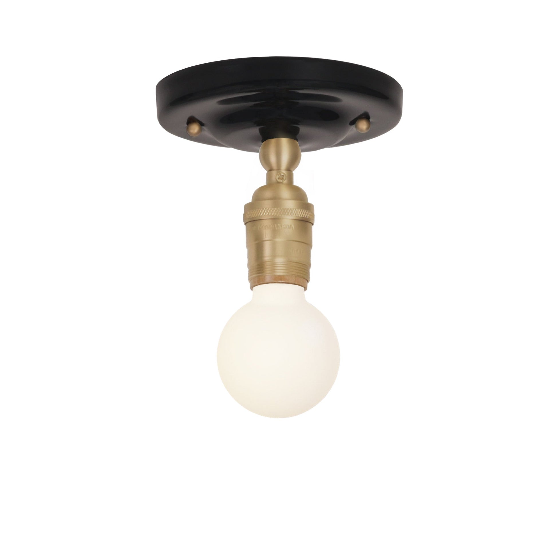 Grace Surface shown in Brass with a Gloss Black Ceramic canopy and no shade