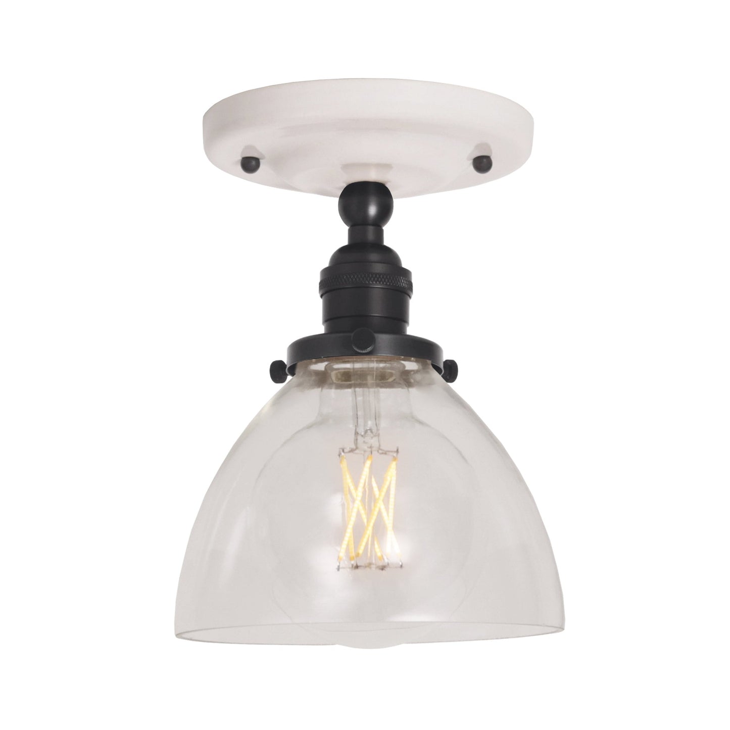 Grace Surface shown in Graphite Patina with a Gloss White Ceramic canopy and Clear Glass shade