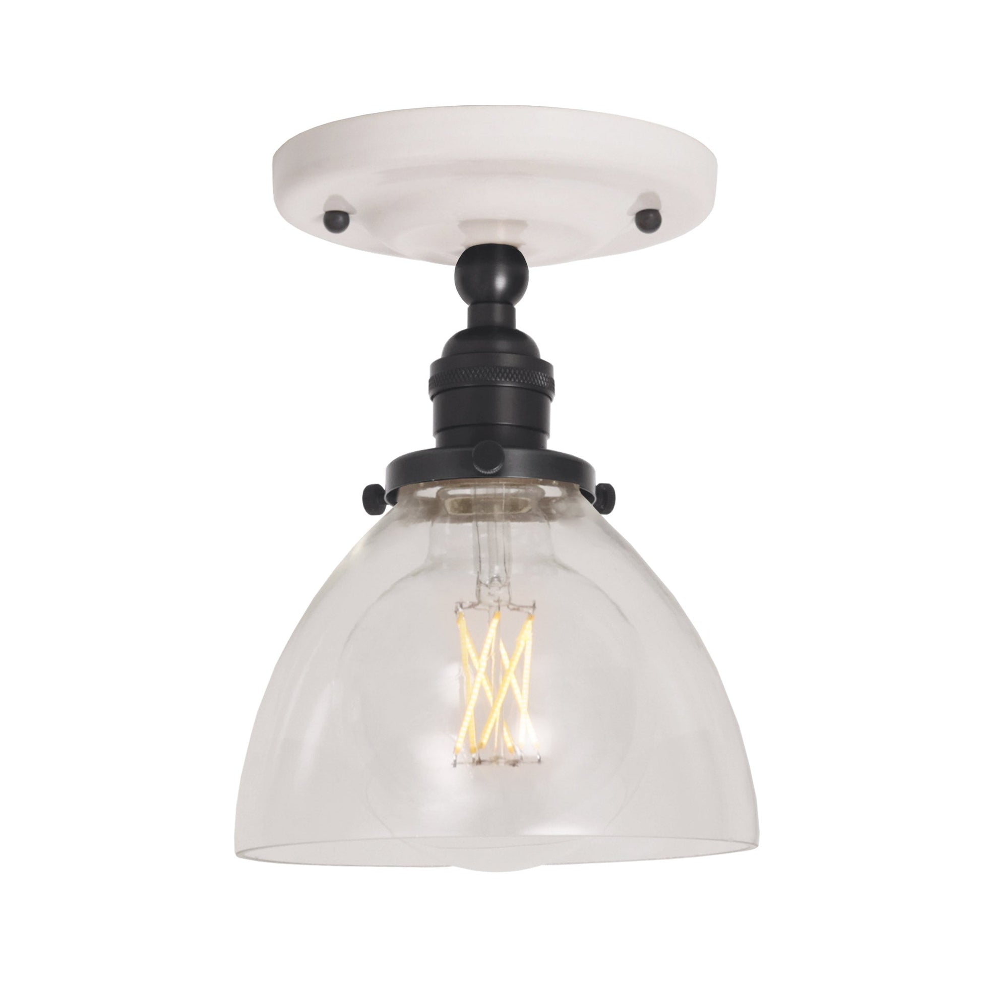 Grace Surface shown in Graphite Patina with a Gloss White Ceramic canopy and Clear Glass shade