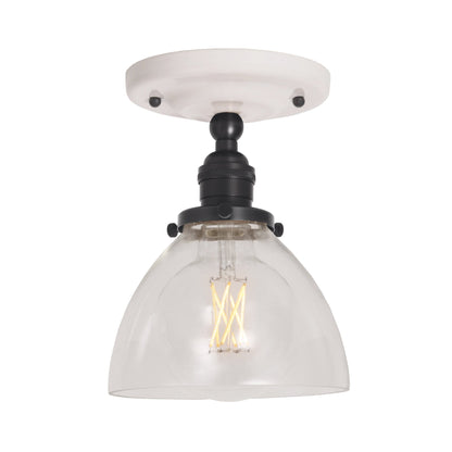 Grace Surface shown in Graphite Patina with a Gloss White Ceramic canopy and Clear Glass shade