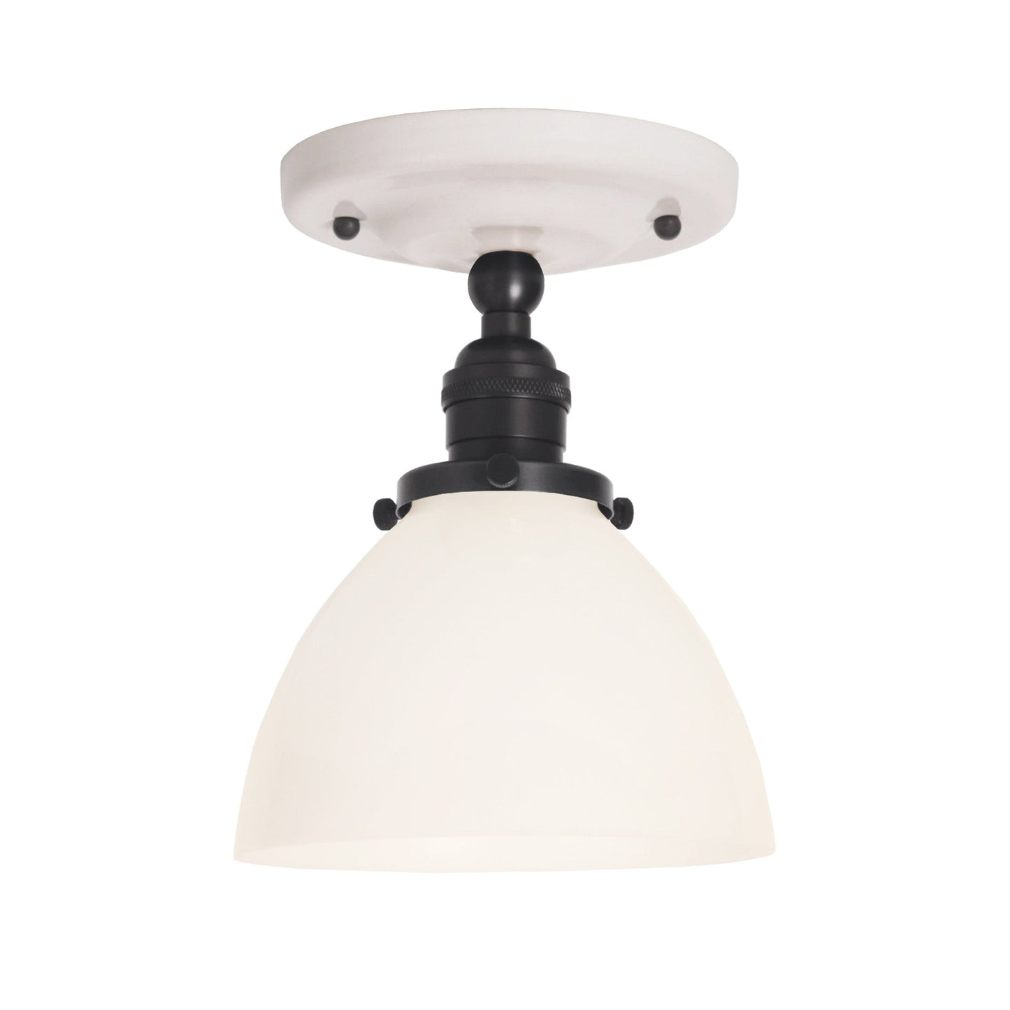 Grace Surface shown in Graphite Patina with a Gloss White Ceramic canopy and an Opal Glass shade