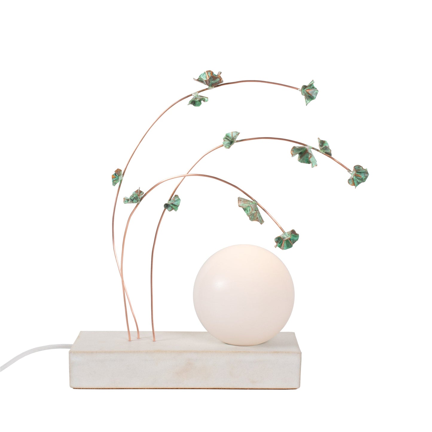 Ikebana Table Lamp shown in Verdigris flower finish