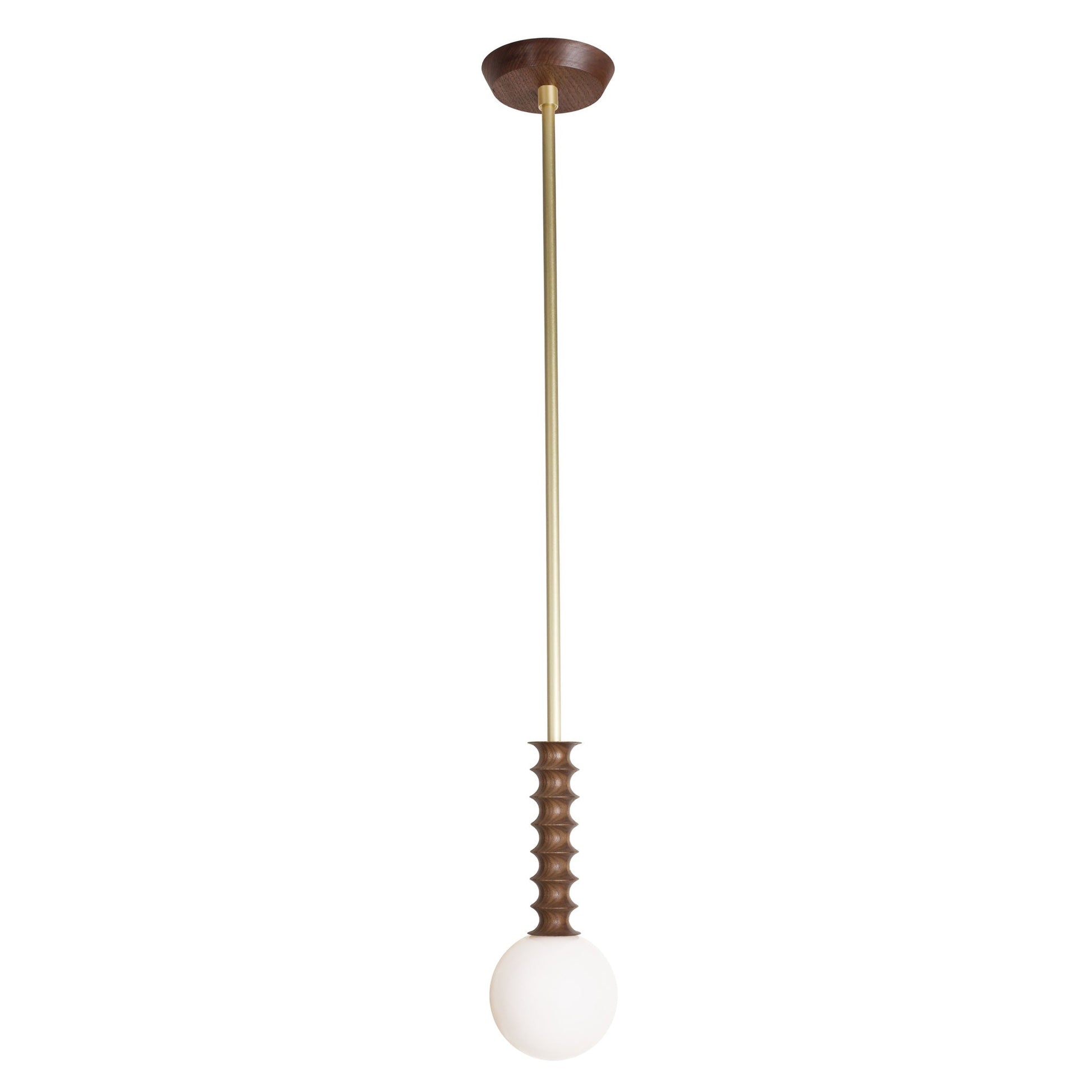 Joslyn Pendant shown in Walnut with Brass.