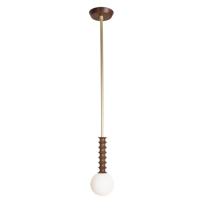 Joslyn Pendant shown in Walnut with Brass.