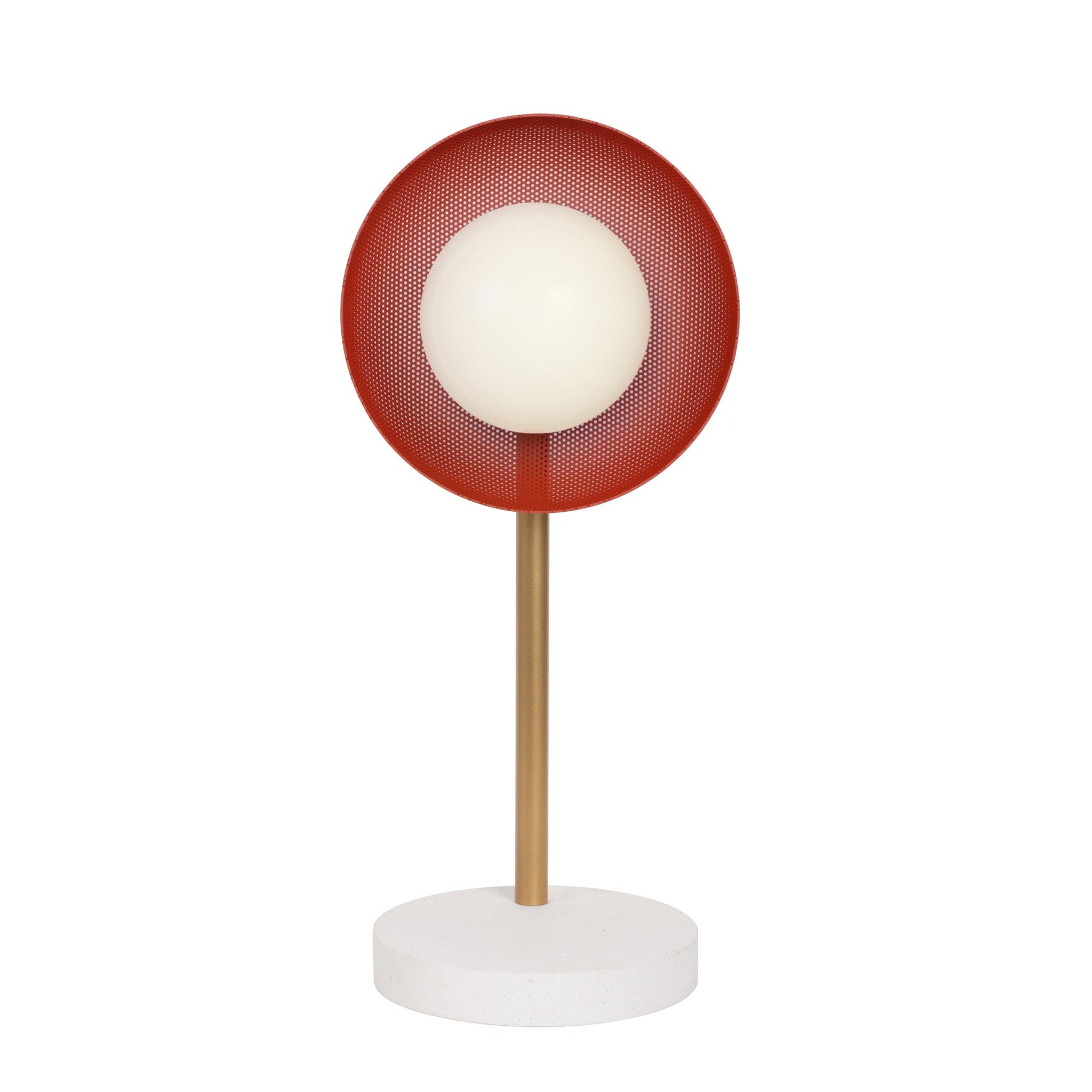 Lexi Lamp shown with a perforated Persimmon shade