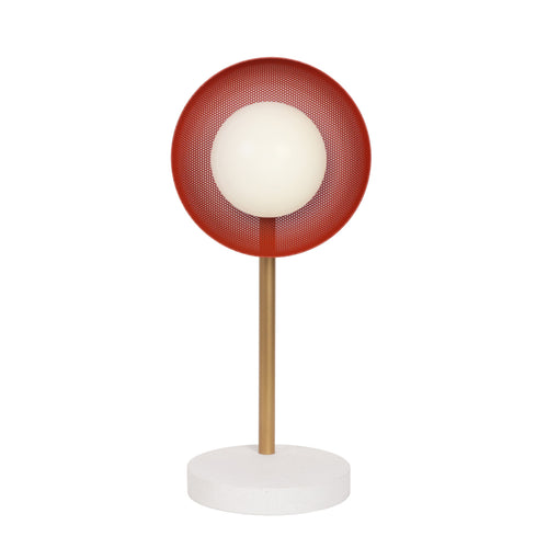 Lexi Lamp shown with a perforated Persimmon shade