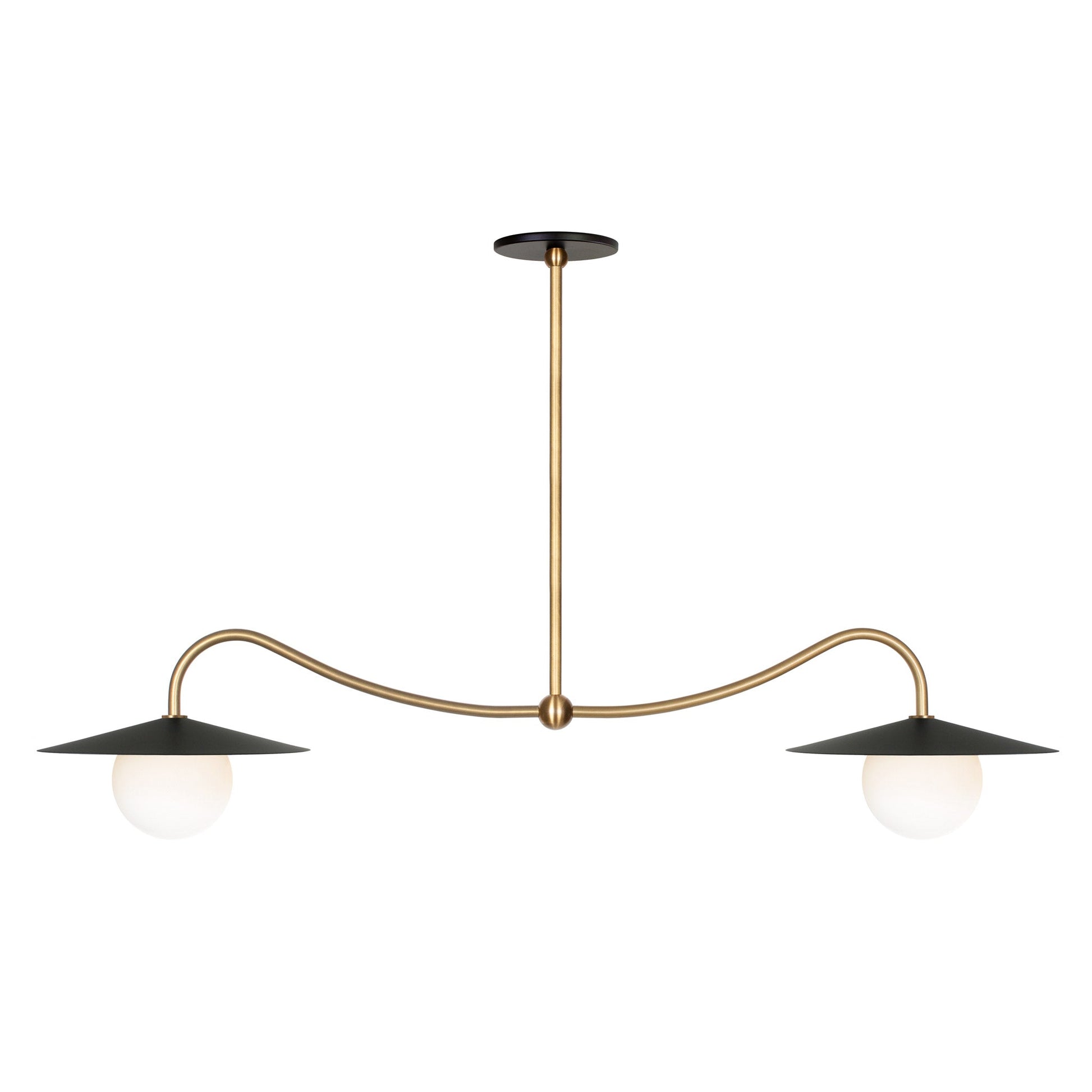 Marie Double Pendant shown in Matte Black with Heirloom Brass