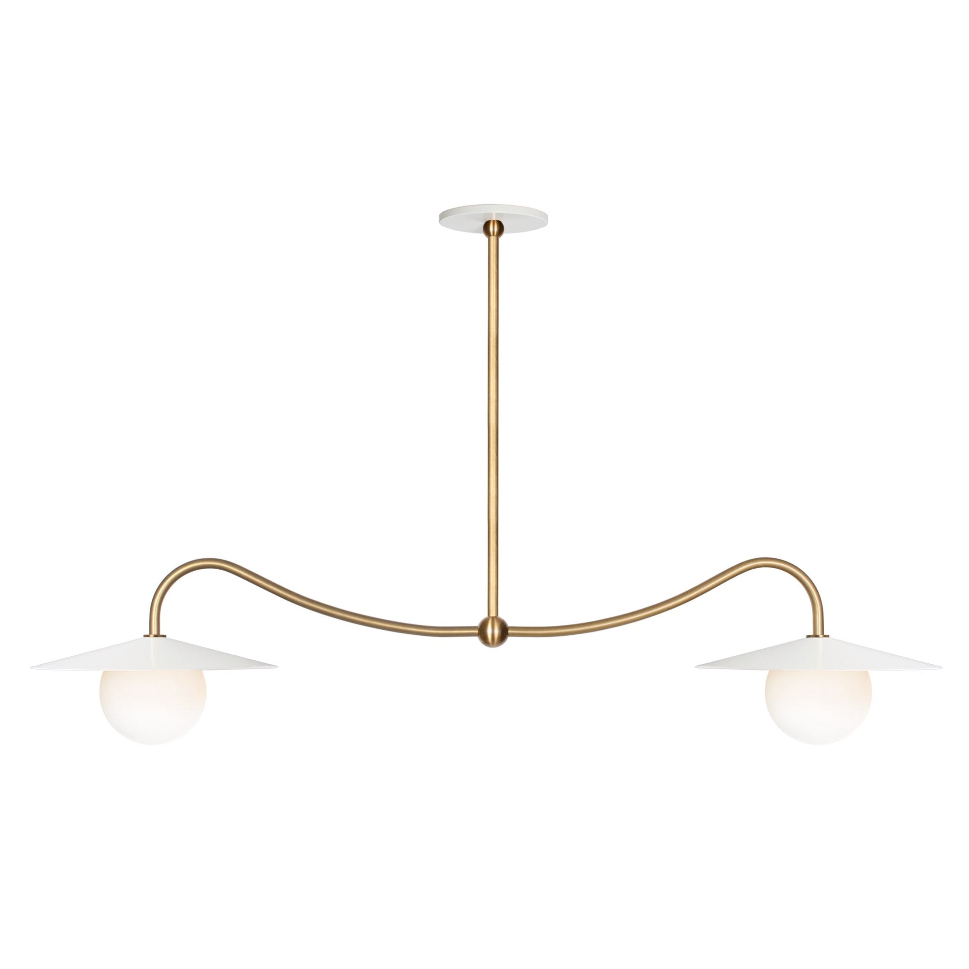 Marie Double Pendant shown in White with Heirloom Brass