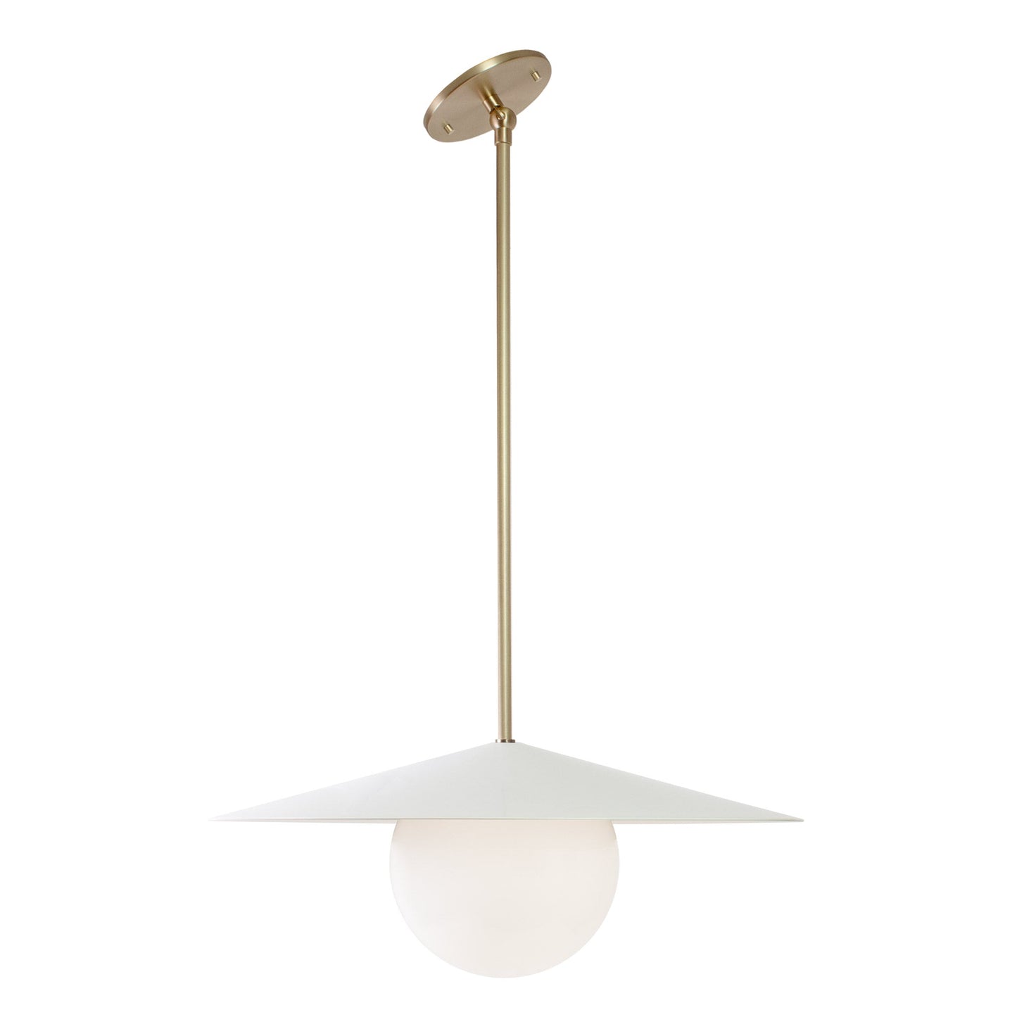 Marie Majeure Pendant shown in White with Brass and a Vaulted Ceiling option