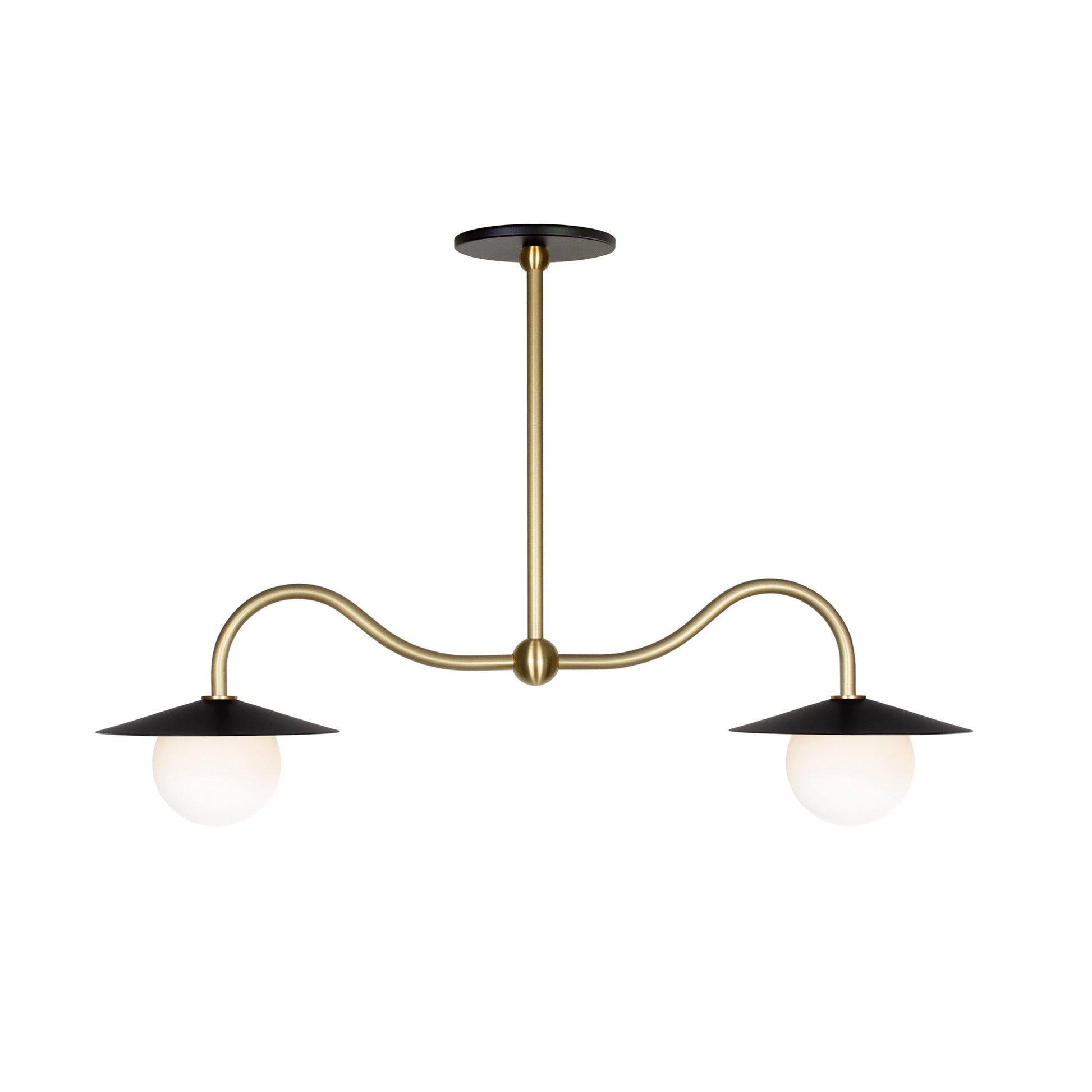 Marie Petite Double Pendant shown in Matte Black with Brass