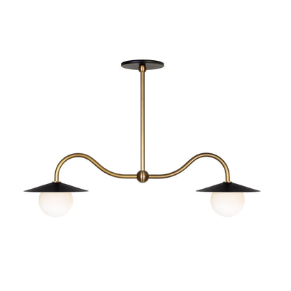 Marie Petite Double Pendant shown in Matte Black with Heirloom Brass