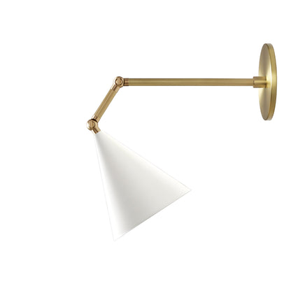 Petra Articulated shown in White and Brass with an 8" arm